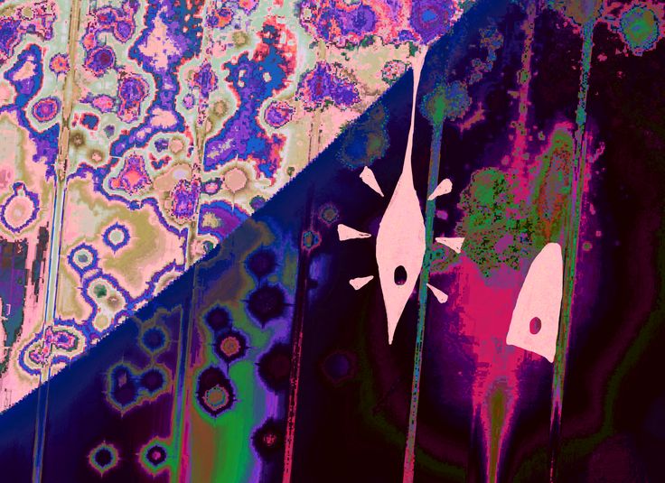 old wet painting with diamond shaped eyes